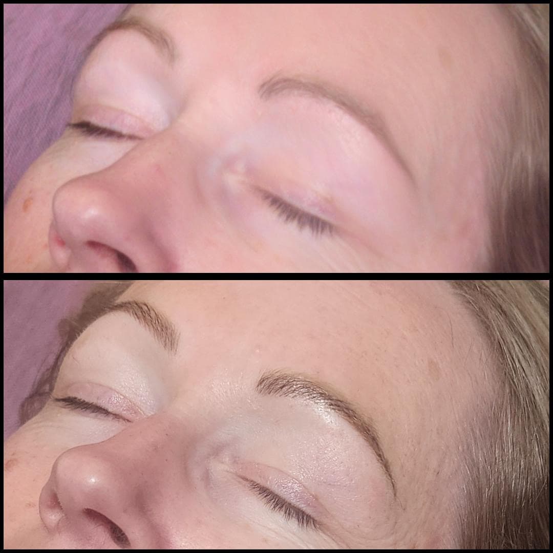 Before and after. Microblading brows, just giving shape and fullness back. By Kat